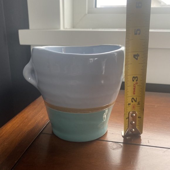 Ceramic Flower Pot Blue and Gold - Picture 3 of 6